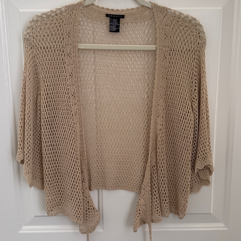 Theory Beige Open-Knit Shrug - Size Large - Picture 9 of 10